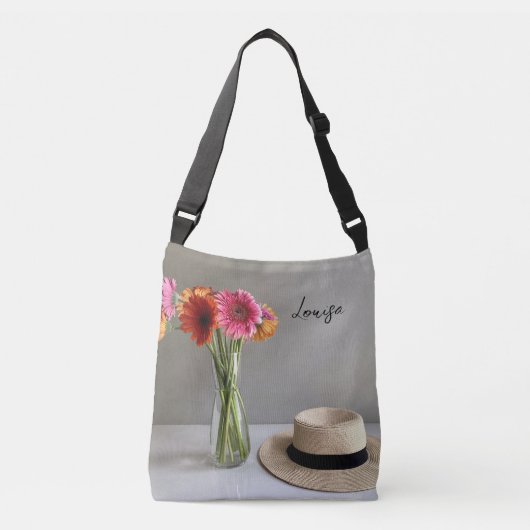 Sac Ajustable Happy Gerbera Fleur colorée +Nom personnalisé (Devant)