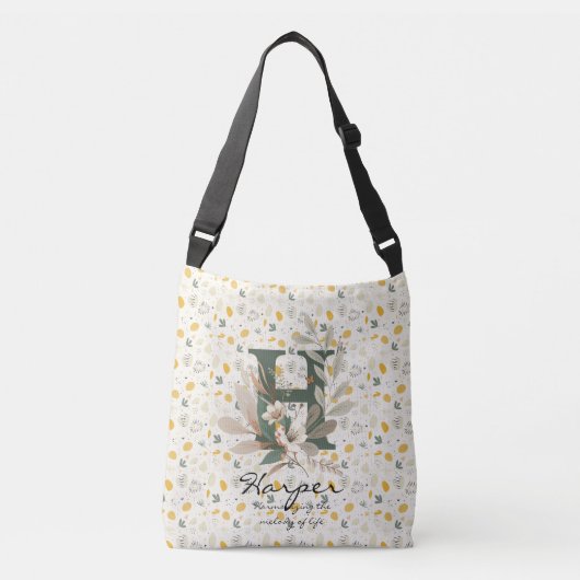 Sac Ajustable Harmonie florale de Harper - Monogramme chic de Bo (Devant)