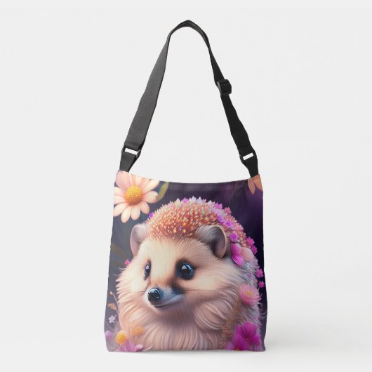 Sac Ajustable Hérisson romantique avec des fleurs (Devant)