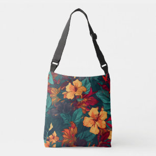 Sac Ajustable Hibiscus coloré, Jaune Orange Vert Floral