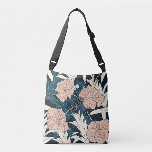 Sac Ajustable Hibiscus rose tropical, arrière - plan sombre (Devant)