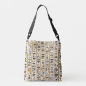 Sac Ajustable Hiéroglyphes égyptiens : Jaune-Noir Sans Seamless. (Dos)