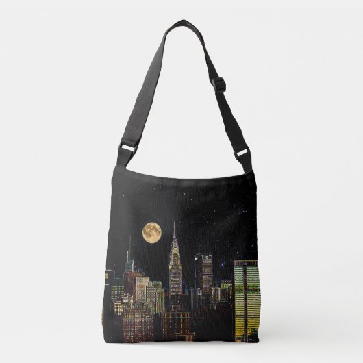 Sac Ajustable Horizon de New York la nuit avec la Pleine lune (Devant)