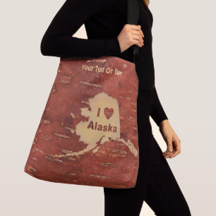 Sac Ajustable I Heart (Love) Alaska sur l'écorce de bouleau inté