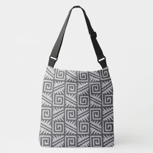 Sac Ajustable Ikat Aztec Tribal - Charbon et gris argenté (Devant)