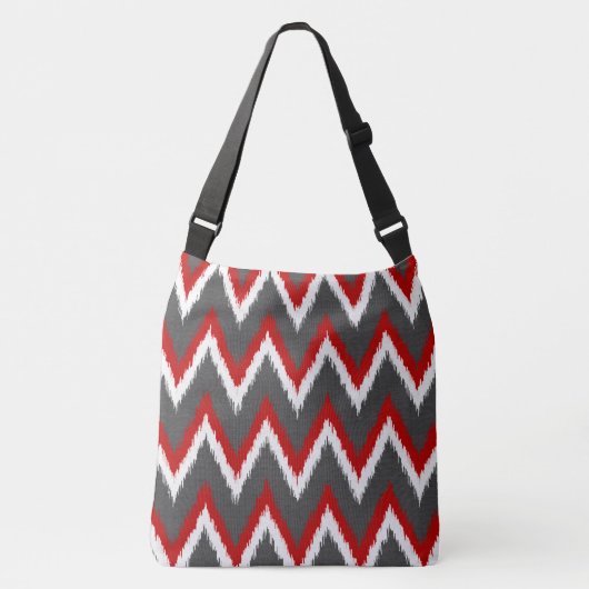 Sac Ajustable Ikat Chevron Stripes - Rouge, Blanc et Gris / Gris (Devant)