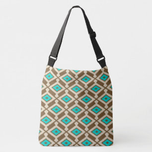 Sac Ajustable Ikat Pattern - Turquoise, Taupe and Beige