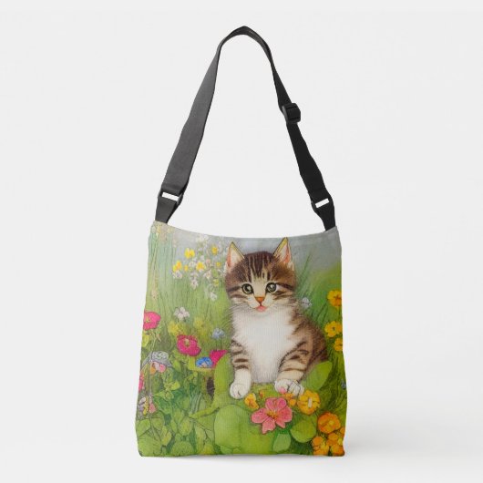 Sac Ajustable Illustration de chat souriant vintage (Devant)