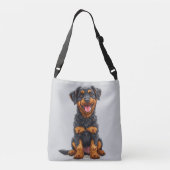 Sac Ajustable Illustration joyeuse d'un chien noir et feu (Dos)