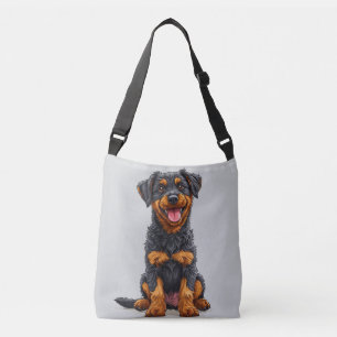 Sac Ajustable Illustration joyeuse d'un chien noir et feu