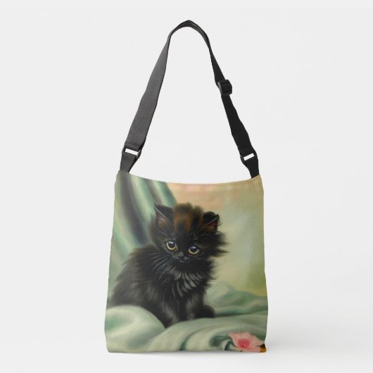 Sac Ajustable Illustration vintage de Kitten noir (Devant)