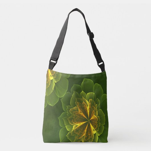 Sac Ajustable Imaginaire Vert Jaune Fleurs fractales (Devant)