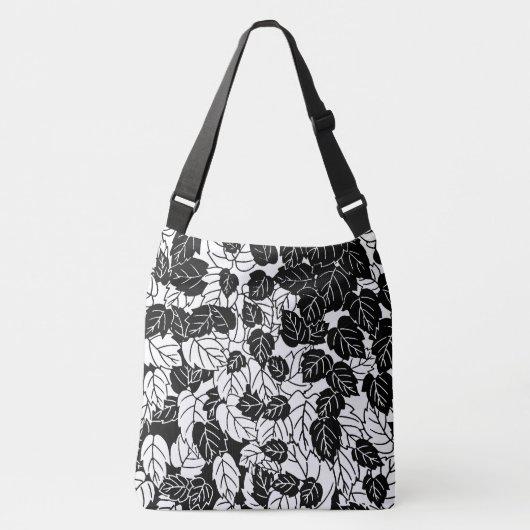 Sac Ajustable Impression feuille japonaise, noir et blanc (Devant)