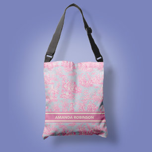 Sac Ajustable Imprimé chic bleu rose vintage toile de jouy