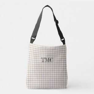 Sac Ajustable Imprimé Pied de Poule Beige Blanc INITIALES Prépa 