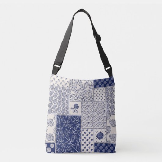 Sac Ajustable Indigo Bleu Beige Floral Patchwork (Devant)