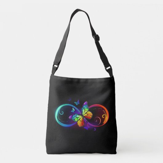 Sac Ajustable Infini vibrant avec papillon arc-en-ciel sur noir (Dos)