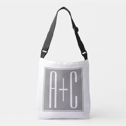 Sac Ajustable Initails ou Other Text | White & Grey (Devant)
