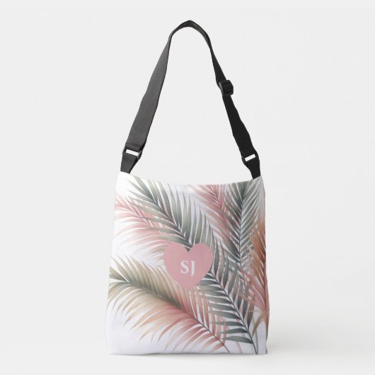 Sac Ajustable Initiales de feuilles de palmier tropicales (Devant)