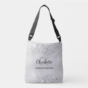 Sac Ajustable Initiales de monogramme en paillettes argentées no