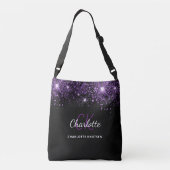 Sac Ajustable Initiales de monogramme scintillant violet noir gl (Dos)