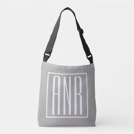 Sac Ajustable Initiales Monogramme | Blanc Sur Gris Clair (Devant)