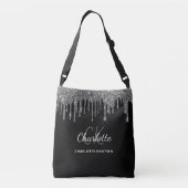 Sac Ajustable Initiales monogramme en paillettes d'argent noir (Dos)