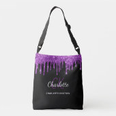 Sac Ajustable Initiales monogramme en paillettes violettes noire (Dos)