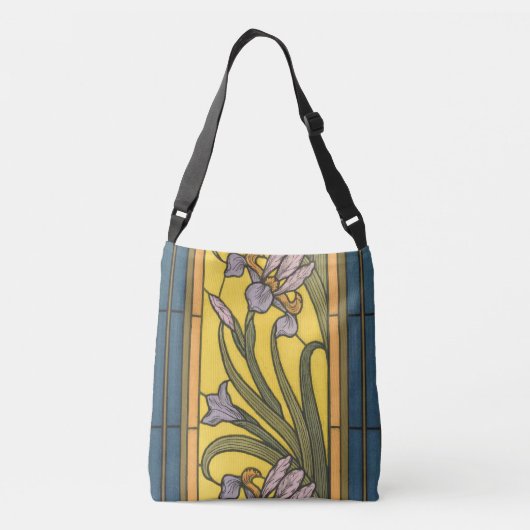 Sac Ajustable Iris Fleur Art Nouveau Vitrail Bleu Or (Dos)