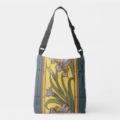 Sac Ajustable Iris Fleur Art Nouveau Vitrail Bleu Or (Devant)