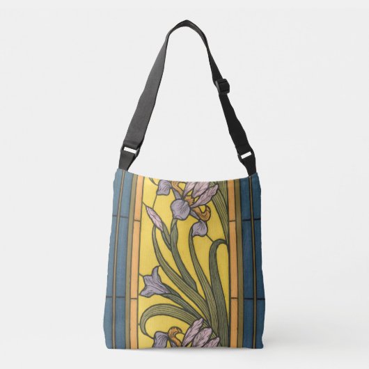 Sac Ajustable Iris Fleur Art Nouveau Vitrail Bleu Or (Devant)