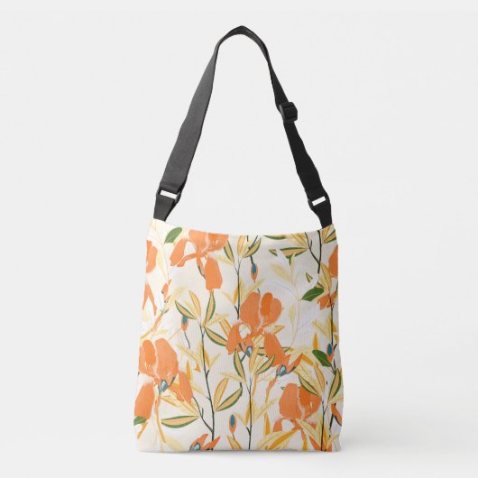 Sac Ajustable Iris orange : motif floral transparent (Devant)