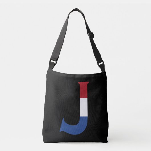 Sac Ajustable J Monogramme superposé sur NLD Flag sur bk cbcnt (Devant)