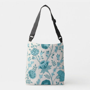 Sac Ajustable Jacobean Floral Lg Motif Teals sur Crème