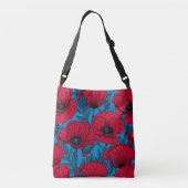 Sac Ajustable Jardin de pavot rouge sur bleu (Dos)