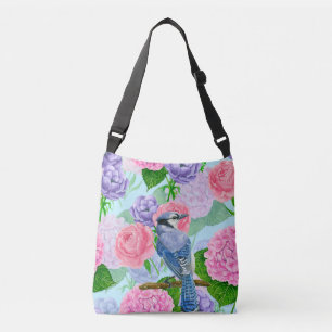 Sac Ajustable Jay bleu et fleurs motif aquarelle