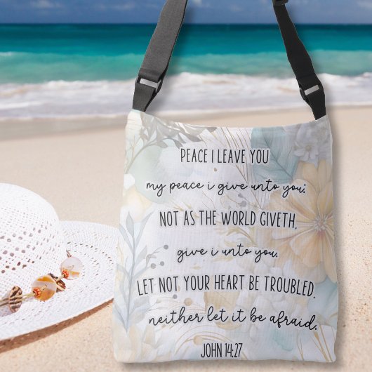 Sac Ajustable Jean 14:27, Paix, Bible Verse Bohème Floral