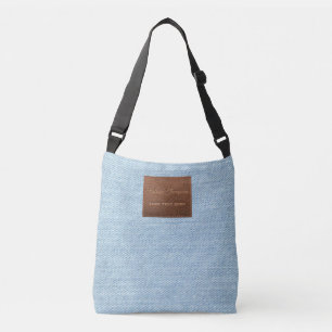Sac Ajustable Jeans bleu moderne Texture Patch en cuir