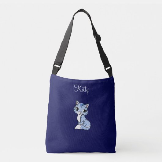 Sac Ajustable Joli chaton marbré sur fond bleu marine (Devant)