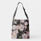 Sac Ajustable joli chic girly rose noir floral (Dos)