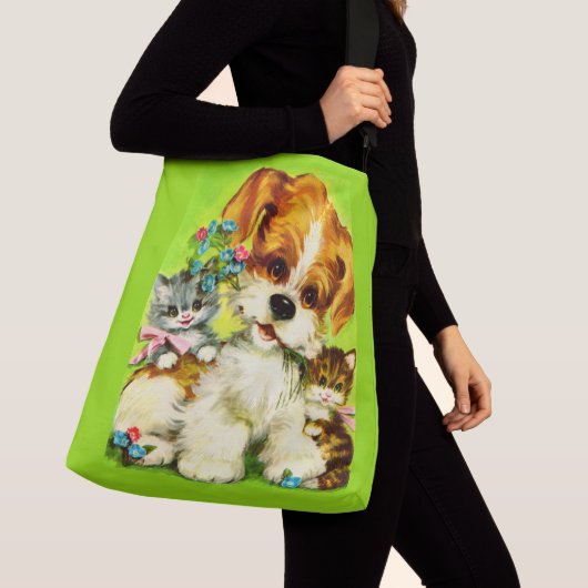 Sac Ajustable joli chiot et chatons souriants imprimer (De près)