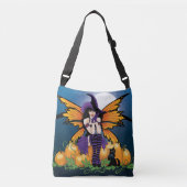 Sac Ajustable Joli citrouille de fée d'Halloween avec chat noir (Devant)