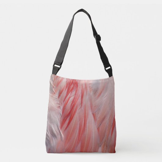 Sac Ajustable Joli Corail rose Flamant rose blanc Plumes Texture (Devant)
