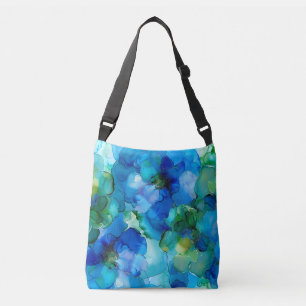 Sac Ajustable Joli Motif de fleurs d'Art Liquide Bleu & Vert