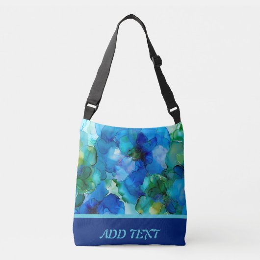 Sac Ajustable Joli Motif de fleurs d'Art Liquide Bleu & Vert (Devant)