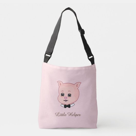 Sac Ajustable Joli petit cochon sur fond rose clair (Devant)