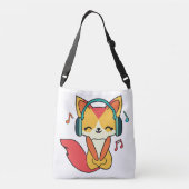 Sac Ajustable Joli renard avec écouteurs écoutant de la musique. (Dos)