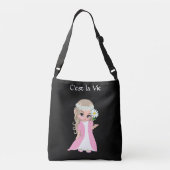 Sac Ajustable Jolie fée avec des fleurs sur fond noir (Dos)