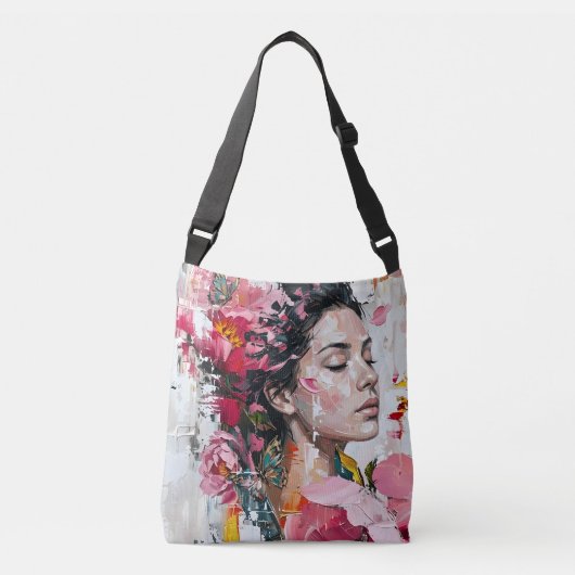 Sac Ajustable Jolie Femme Fleur Rose (Devant)