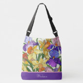 Sac Ajustable Jolie florale, iris peints, personnalisée (Devant)